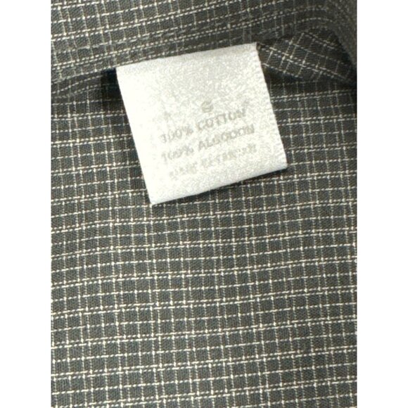 Perry Ellis Mens Gray Checked Button Up Dress Shirt Size 17-34 Long Sleeve - Picture 7 of 9